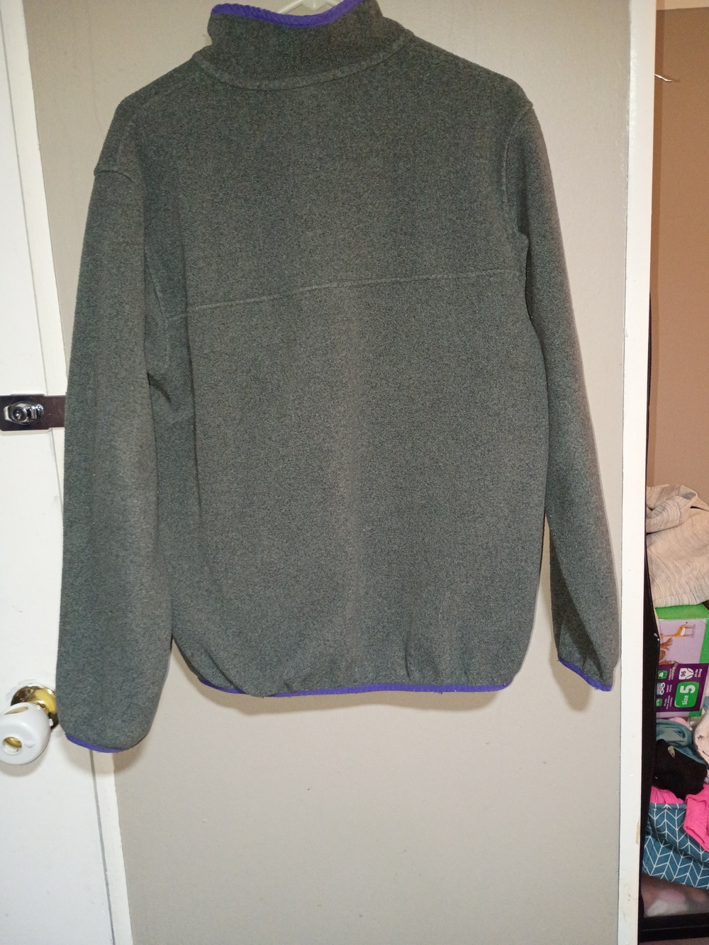 Patagonia Gray Turtleneck Fleece with Purple Trim